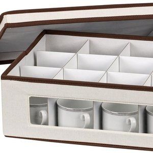 Household Canvas Storage Box for Tea Cups & Mugs.